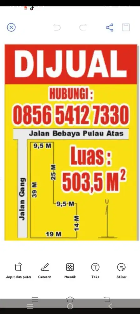 di jual tanah strategis pinggir jalan harga tertera msh bsa nego