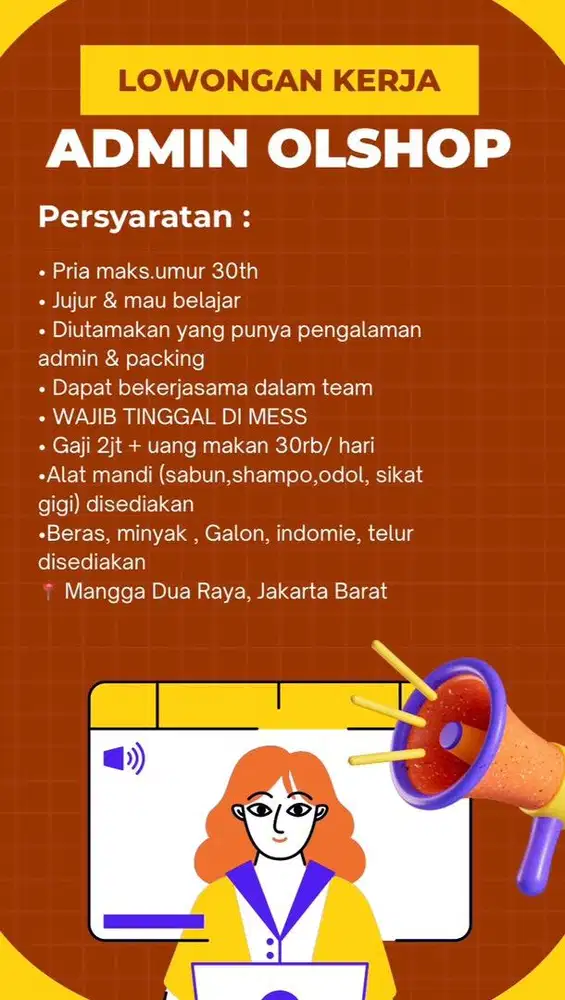 LOKER ADMIN OLSHOP SHOPEE