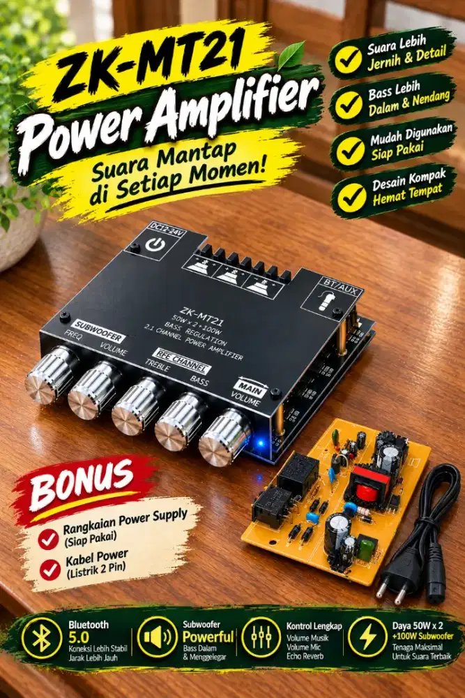 Zkmt21 amplifier subwoofer gratis adaptor