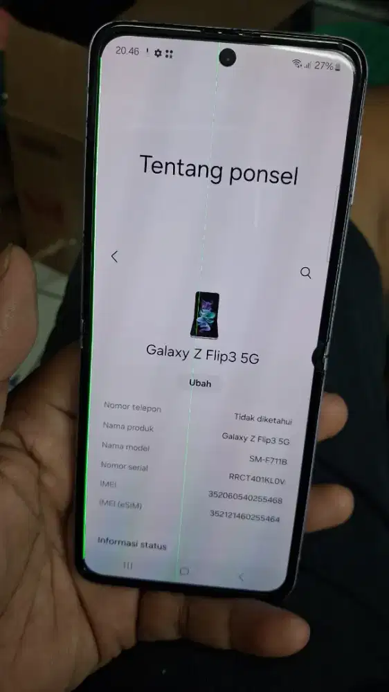 Samsung galaxy Z flip 3 5G 8/256 batangan minus