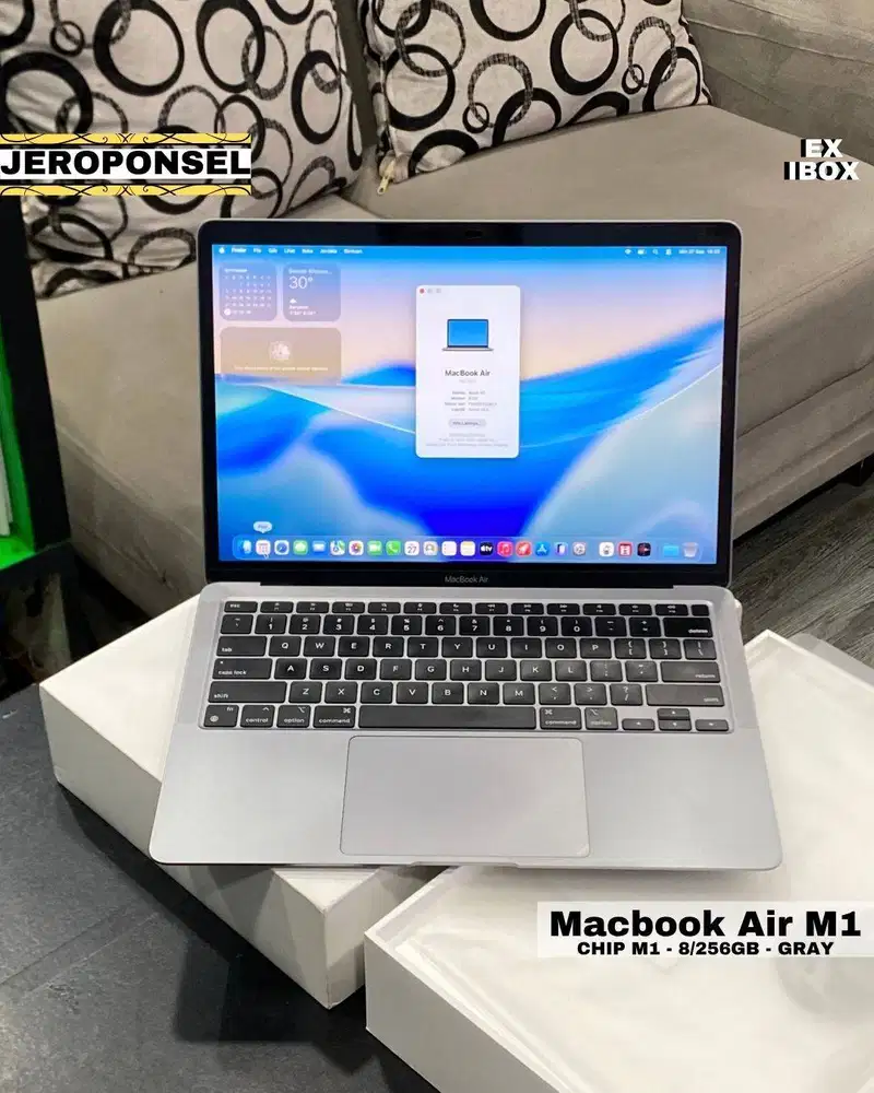 MACBOOK AIR M1 256GB GRAY EX IBOX FULL SET ORIGINAL GARANSI