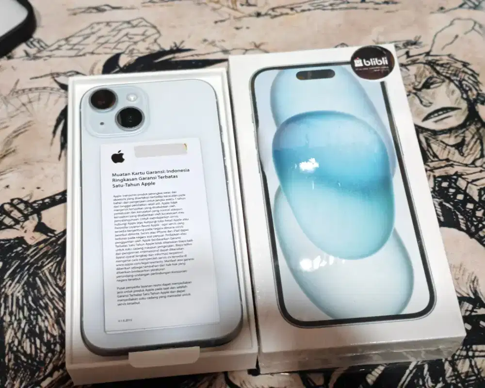 Apple Iphone 15 Blue 128GB Resmi Indonesia. Fullset 100% kaya baru