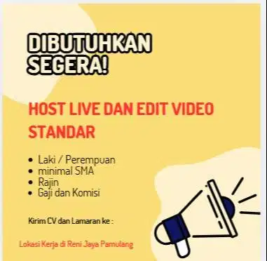 Loker Hostlive dan Edit video standar untuk Toko online