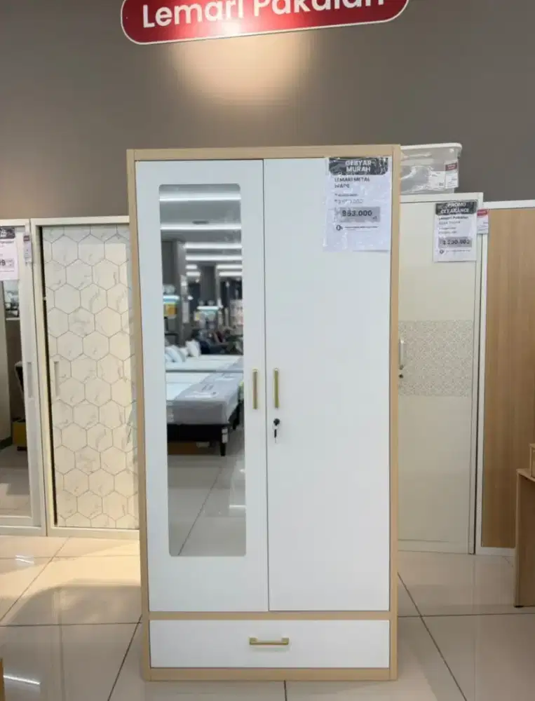 Lemari pakaian besi dua pintu promo cicilan pakai home kredit dp 0%