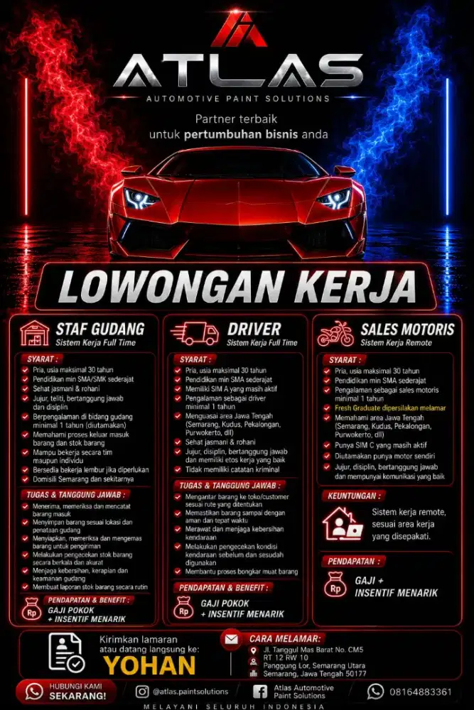 Dicari Tanaga Gudang Daerah Semarang Utara