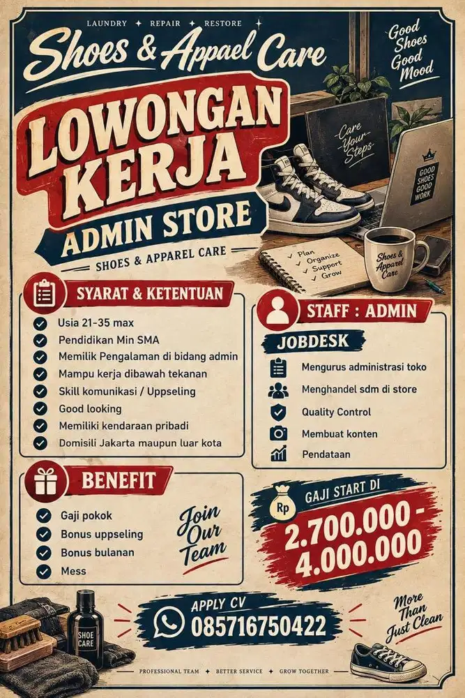 LOWONGAN ADMIN STORE