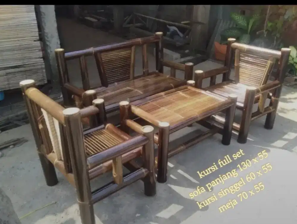 Kursi full set taman bambu