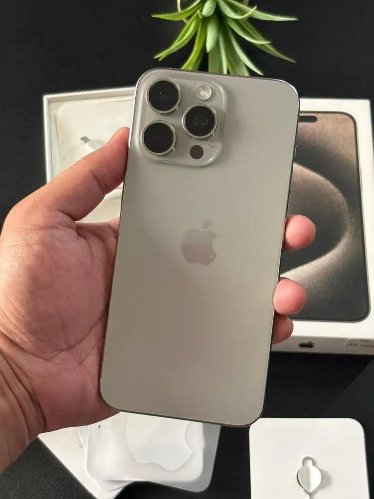 iPhone 15 Pro Max 256GB iBox Natural Titanium Promax Fullset Mulus