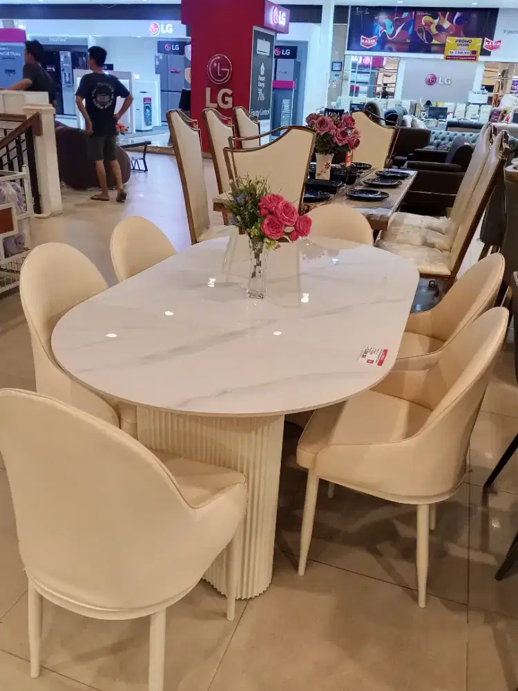MEJA MAKAN 6KURSI BARANG IMPOR BUNGA 0% TANPA DP