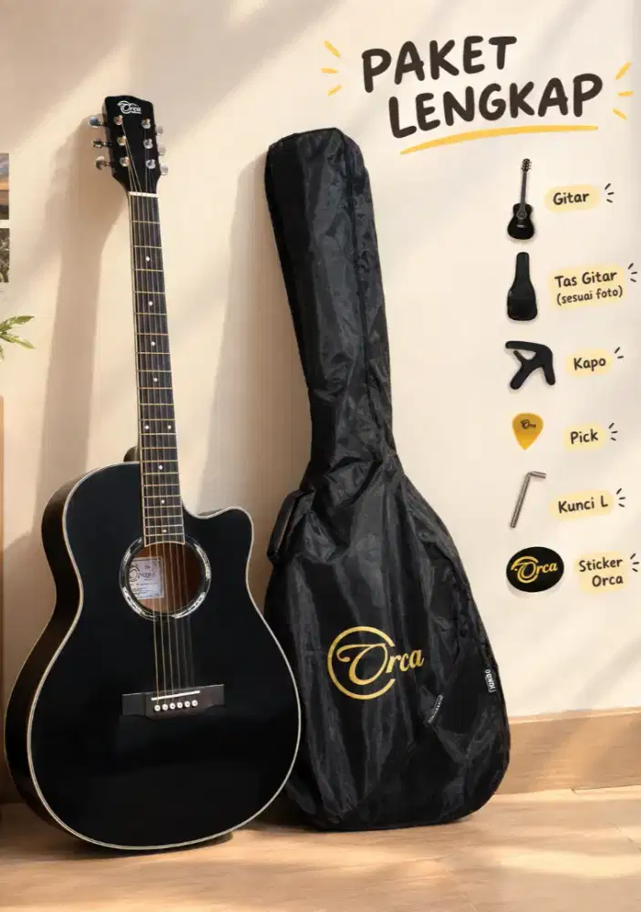 GITAR AKUSTIK ORCA OR-LUSCA BLACK.