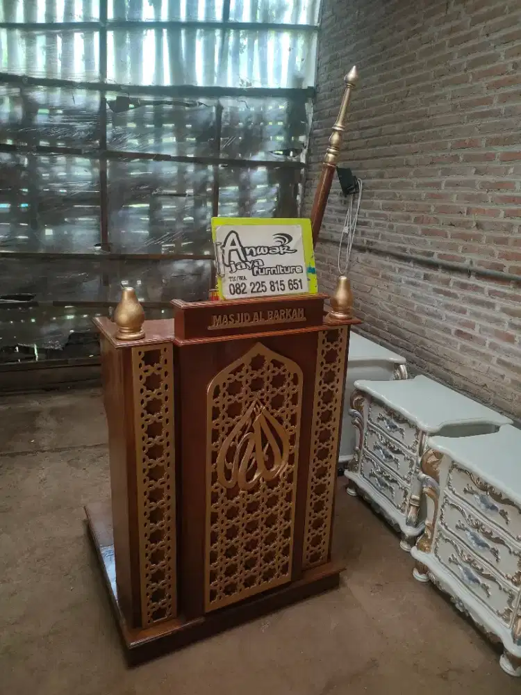 Mimbar masjid minimalis terbaru full kayu jati