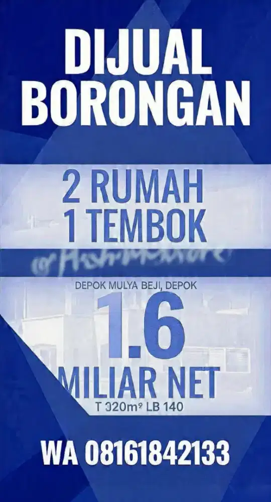 Dijual Cepat Borongan 2 rumah dampingan 1 tembok. Lok: Depok Mulya 1