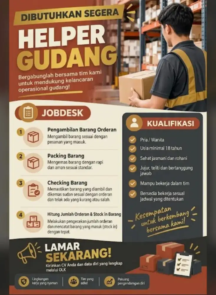 Lowongan Pekerjaan Helper Gudang