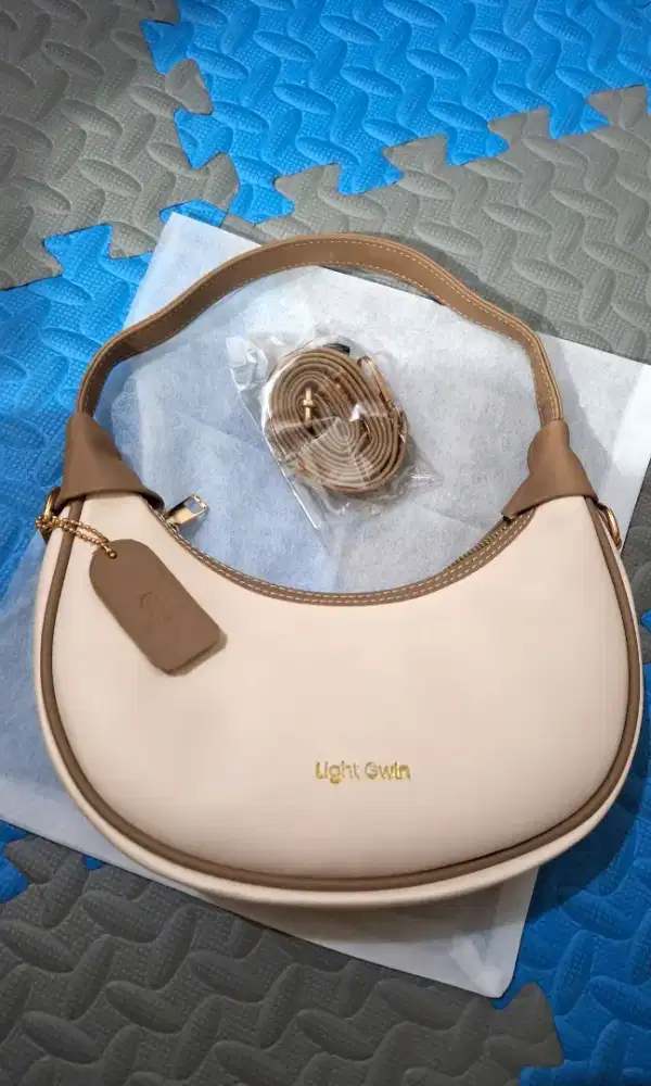 Tas Selempang Bahu Kulit Premium Free Sarung Tas Krem Moka