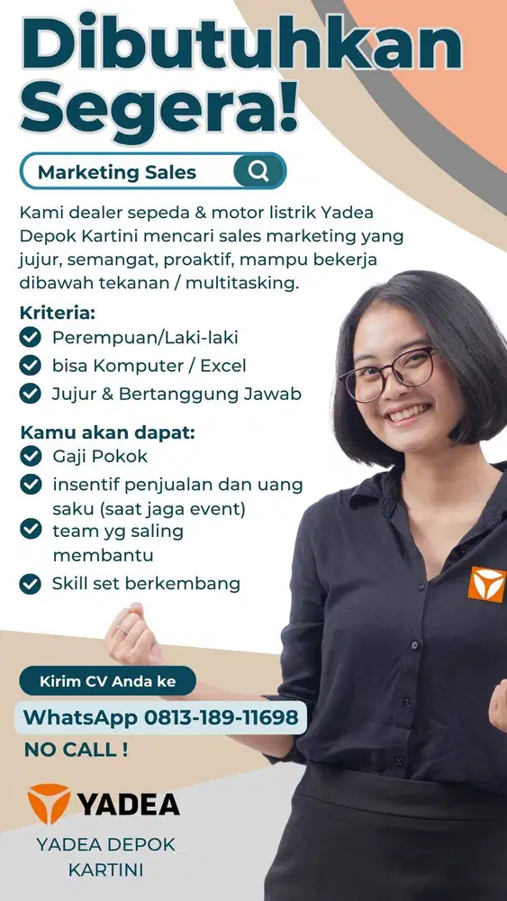LOKER Sales Marketing untuk motor listrik dan sepeda listrik