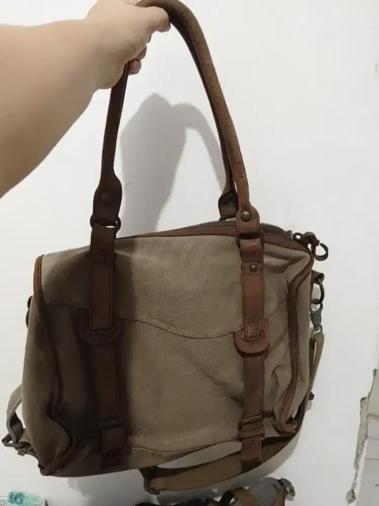 Tas Vintage Canvas Bag Millitary Green