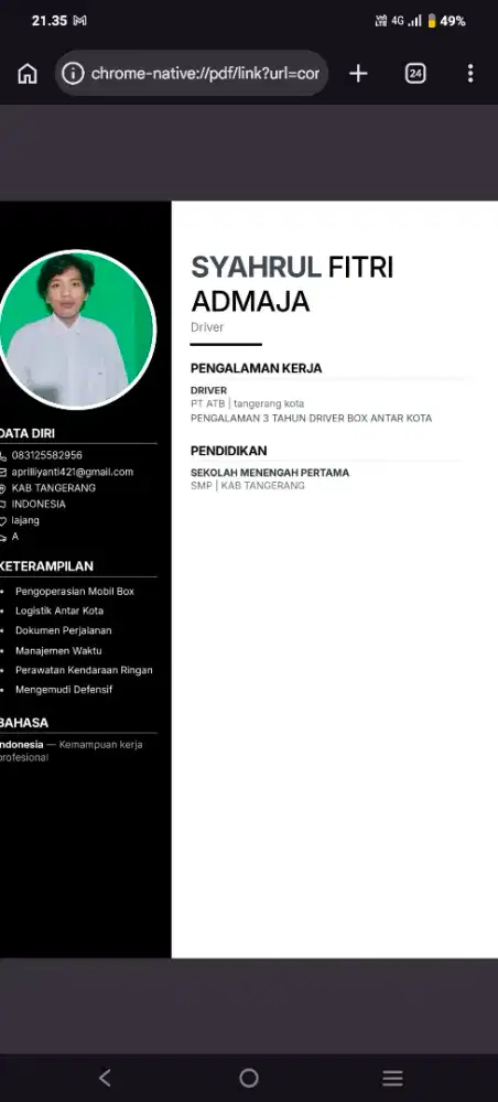 mencari perkejaan driver