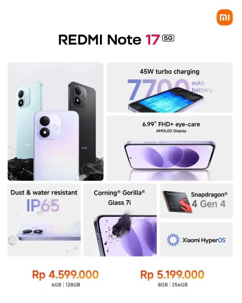REDMI NOTE 17 4G & 5G CASHBACK 300-450K, PROMO TERBATAS