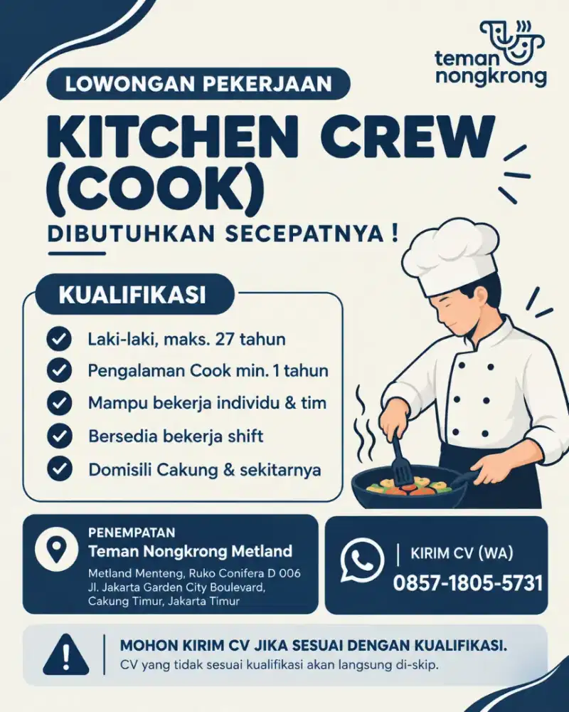 Lowongan Cook Cafe