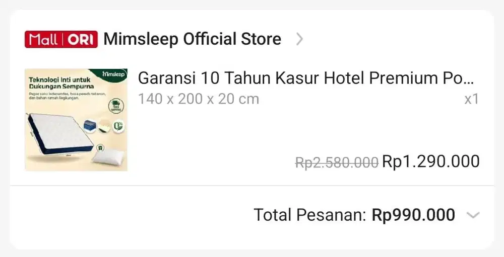 Jual rugi kasur mimsleep 140x200