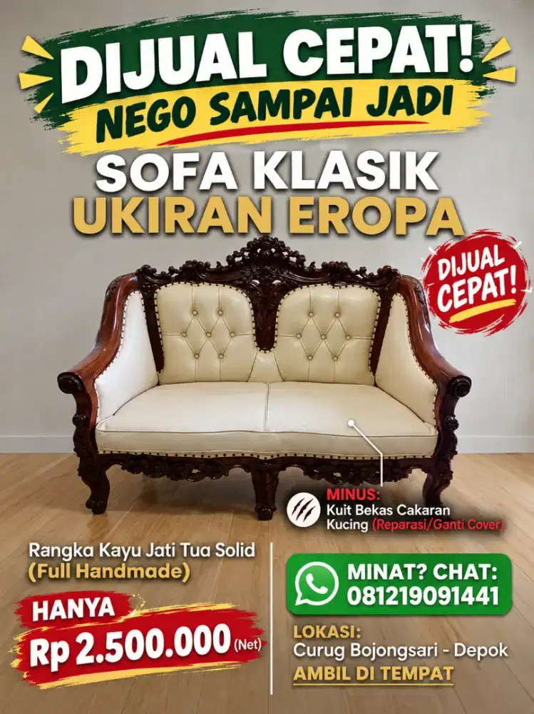 JUAL SOFA JATI KLASIK UKIRAN EROPA 
JARANG ADA
