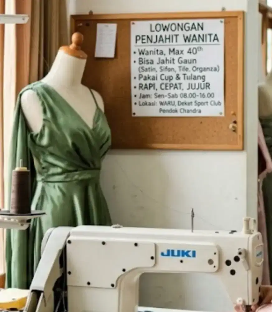LOWONGAN PENJAHIT WANITA HALUSAN SEMI BUTIK
