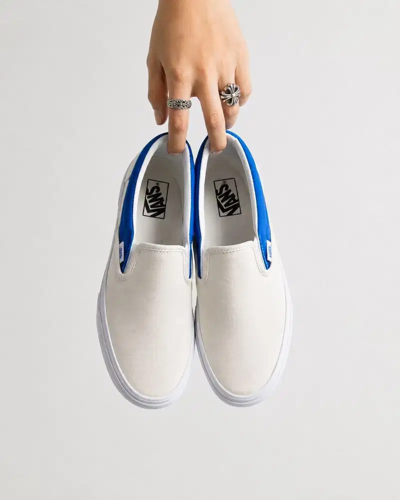 Sepatu Vans Clasic Slip On Sidewell Check Imperial Blue