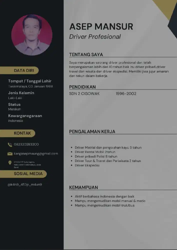 Mencari loker sebagai driver pribadi atau driver truk,bus