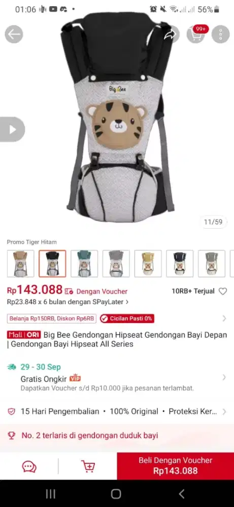 Dijual Gendongan Hipseat Big Bee