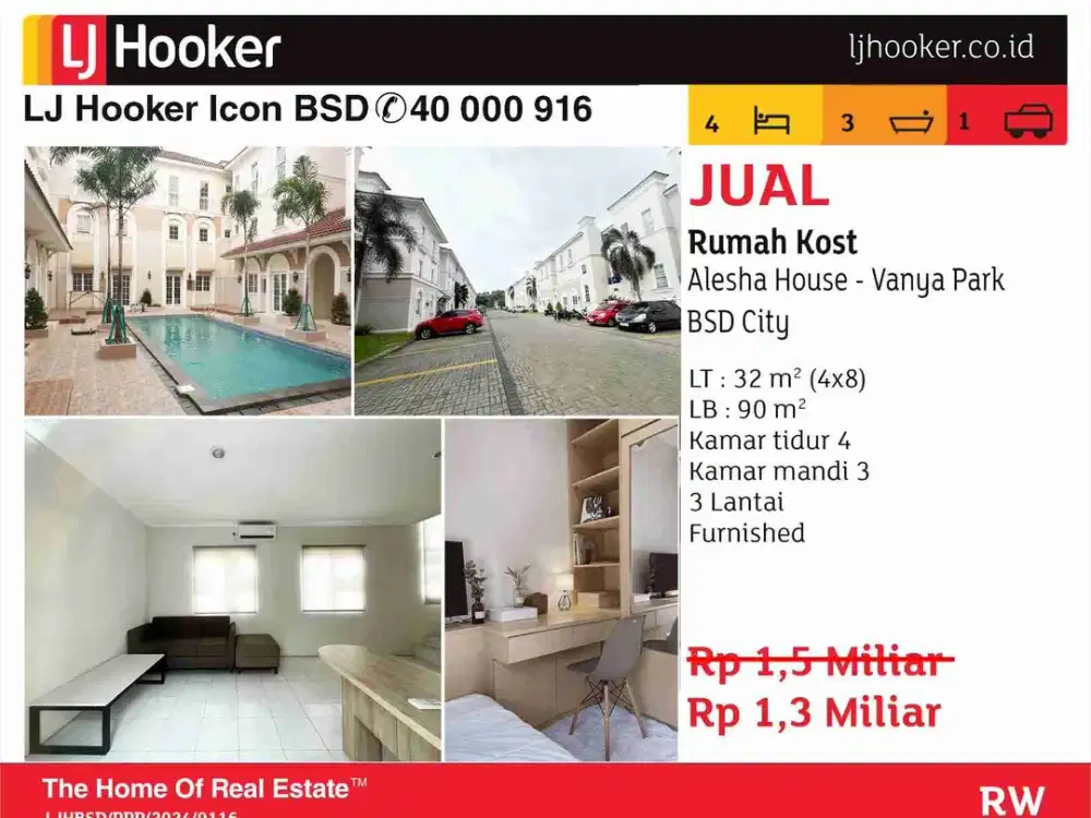 Di Jual Rumah Kost Alesha House Vanya Park BSD City