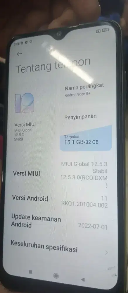 Redmi note 8 3/32 batangan siap pakai
