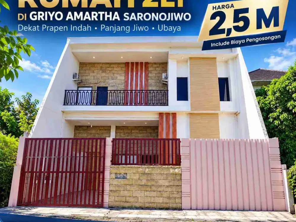 Dijual Termurah Lelang Rumah 2lt di Griyo Amartha saronojiwo dekat Prapen Indah Panjang Jiwo Ubaya