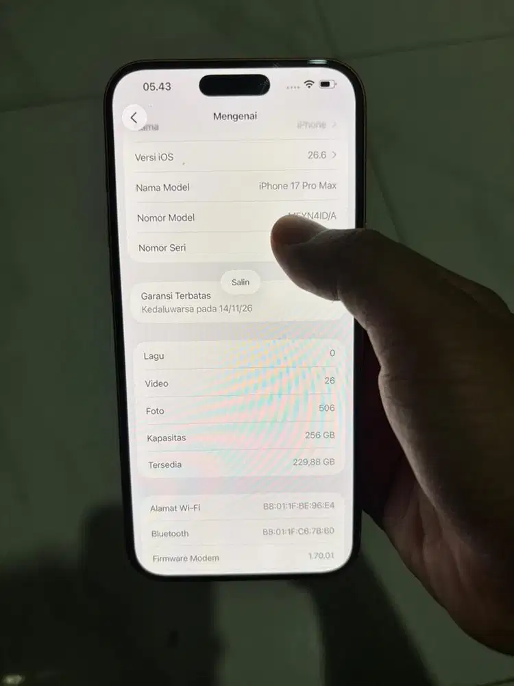 iPhone 17 Pro mAx 256gb orange ex garansi resmi
