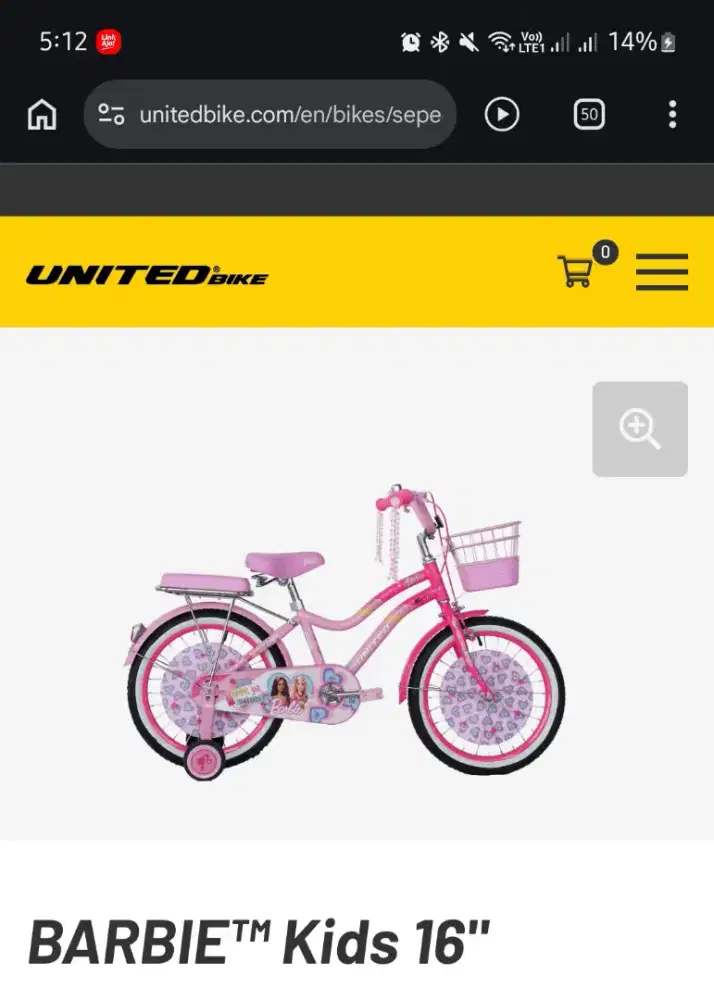 Sepeda Anak United Barbie