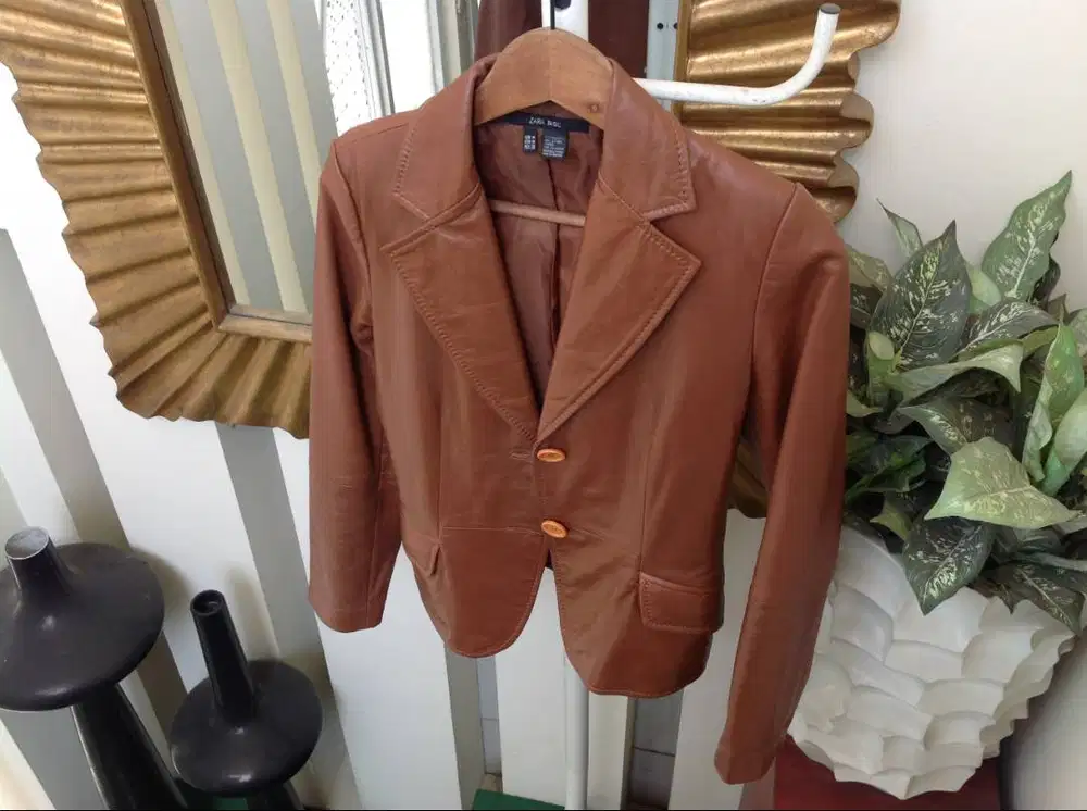 zara women leather jacket jaket kulit