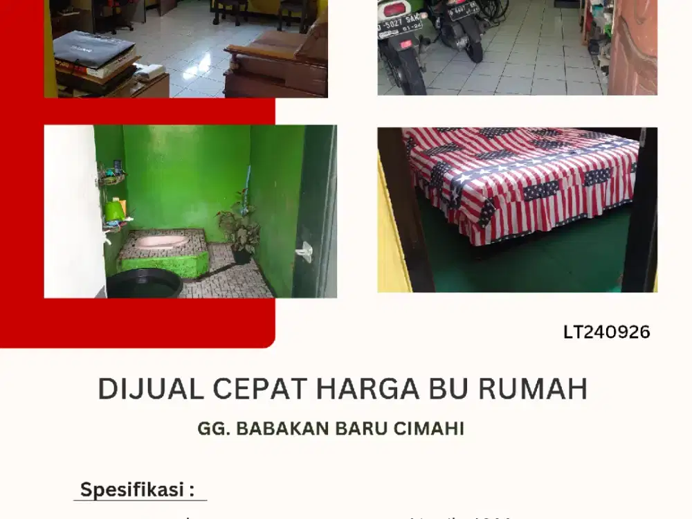 Dijual cepat harga BU rumah di GG Babakan baru cimahi