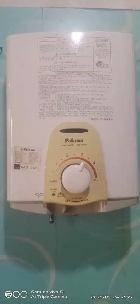 Paket Water Heater Gas Second Paloma