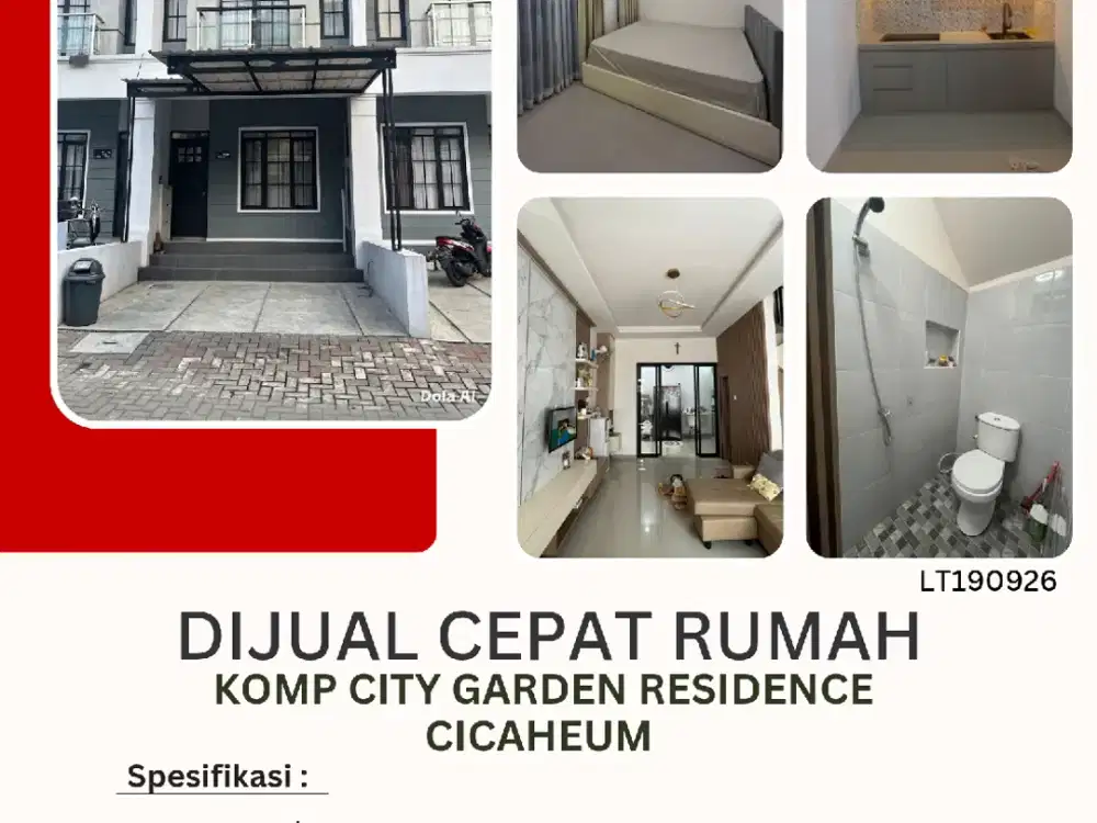 Dijual cepat rumah 2 lantai siap huni di Komp city garden residence Cicaheum