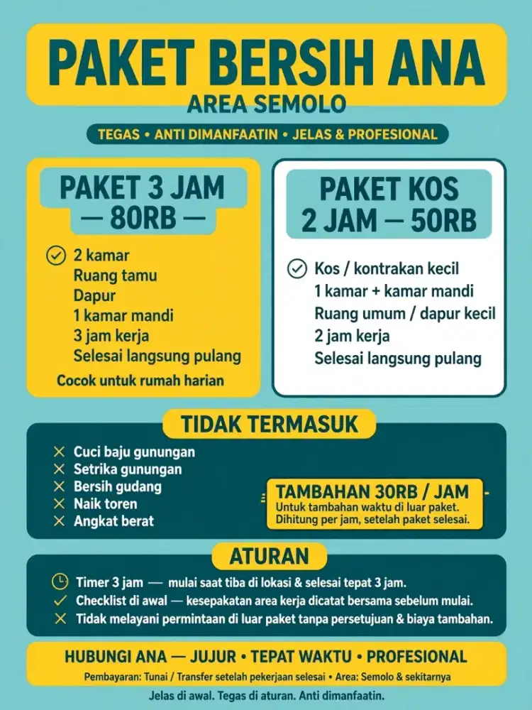 JASA BERSIH BERSIH RUMAH 3 JAM
