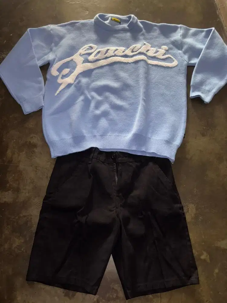 crewneck sanchi original free celana pendek