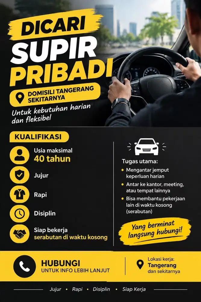 Dicari Supir Pribadi