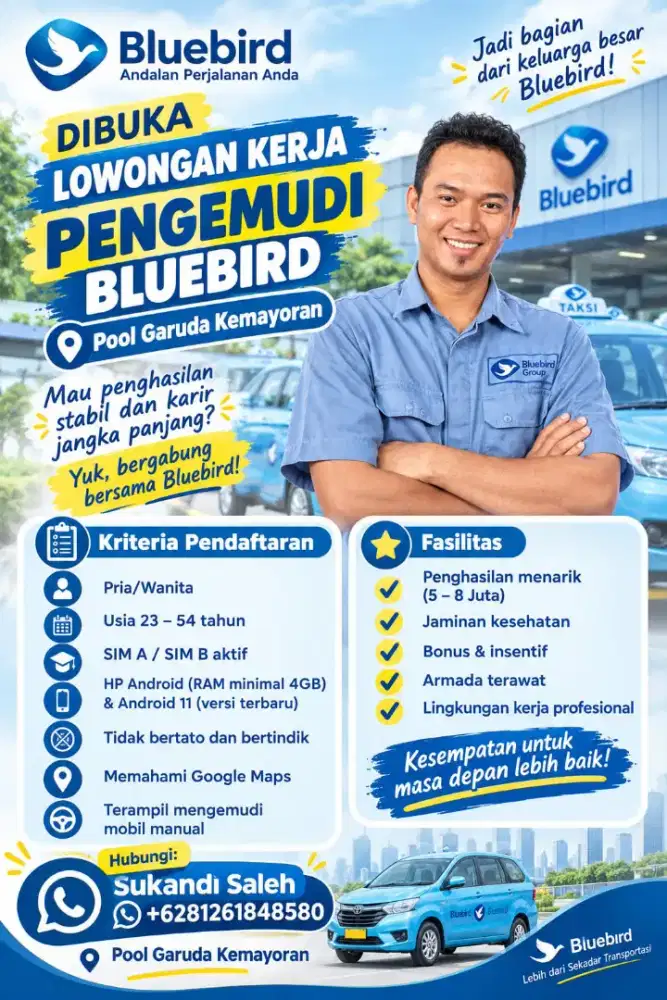 Loker Driver taxi Bluebird