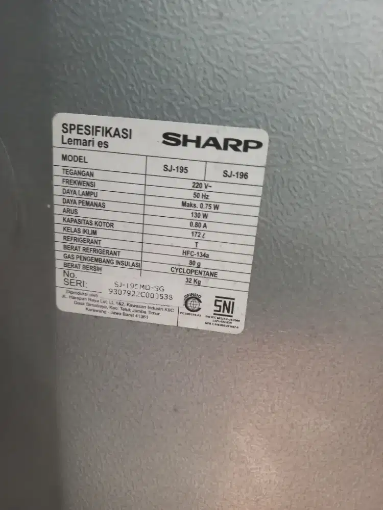 Kulkas Sharp 2 pintu SJ 195MD SG