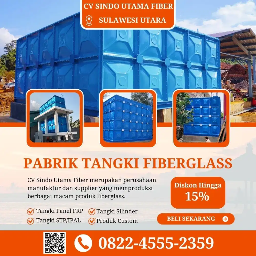 Tangki Fiberglass FRP-Jual Air Panel Silinder Bolaang Mongondow Utara