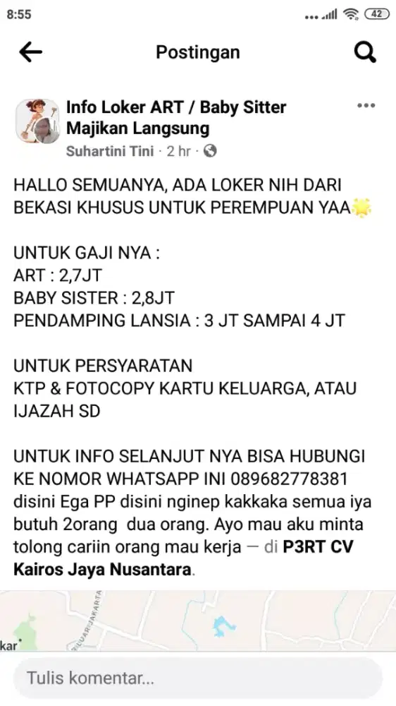 PT cvkairos Jay loker kerja