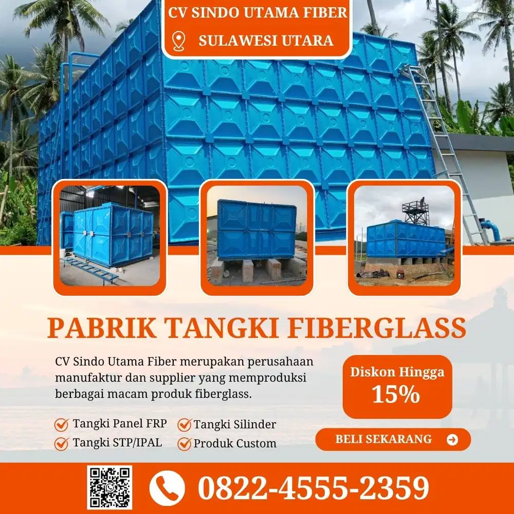 Tangki Fiberglass FRP-Jual Tangki Air, Panel & Silinder Manado