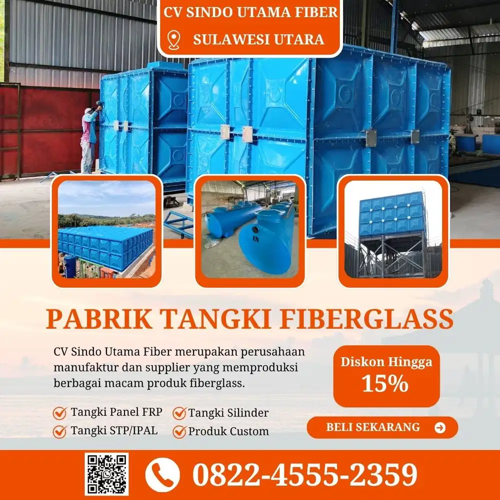 Tangki Fiberglass-Jual Tangki Air, Panel & Silinder Minahasa