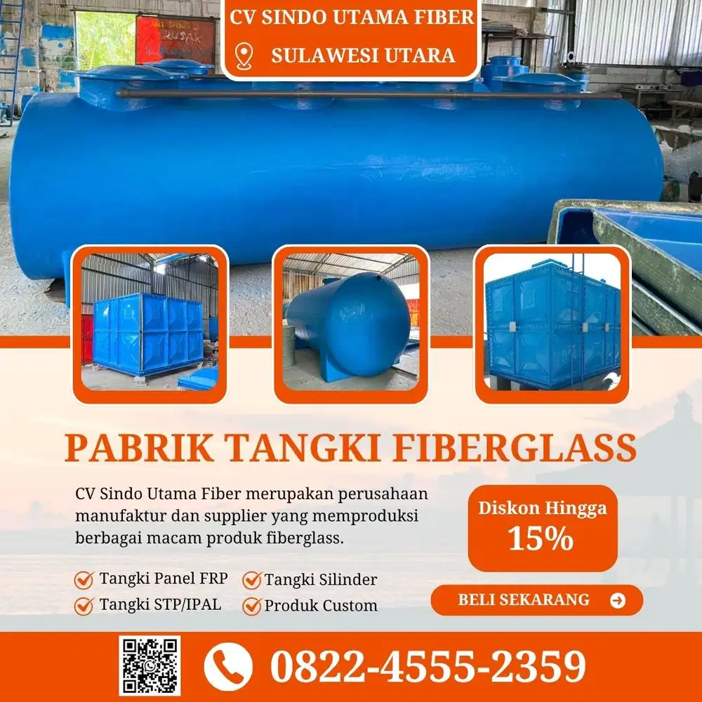 Tangki Fiberglass FRP-Jual Tangki Air, Panel Silinder Minahasa Selatan