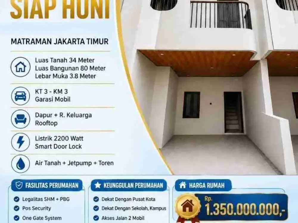 RUMAH 3 lantai SIAP HUNI DI UTAN KAYU,MATRAMAN JAKARTA TIMUR