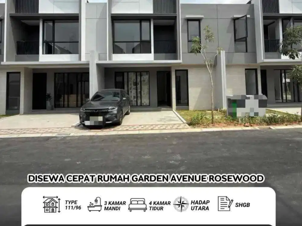 Disewakan Cepat Rumah Garden Avenue Rosewood